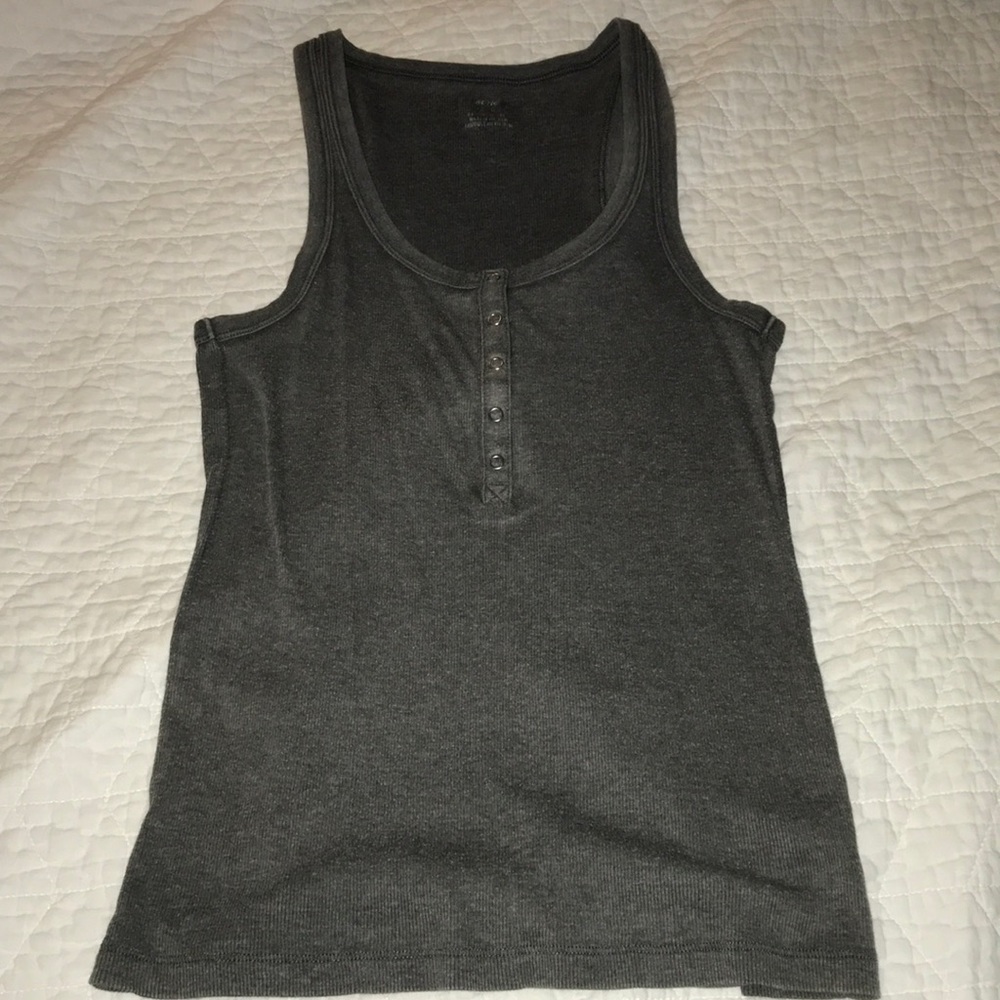 Dark grey henley racer back tank top